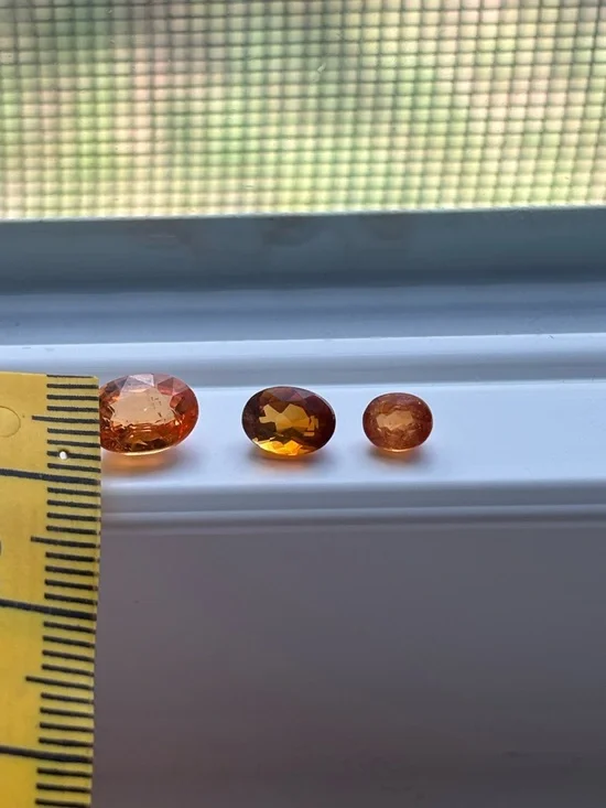Set of 3 Orange Garnet Gemstones – Oval Faceted Hessonite Garnet Lot Warm Tones - Picture 11 of 15